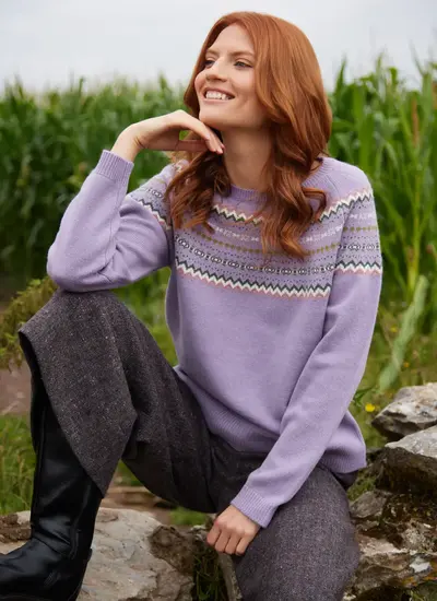 Holly Fairisle Crew in Lilac